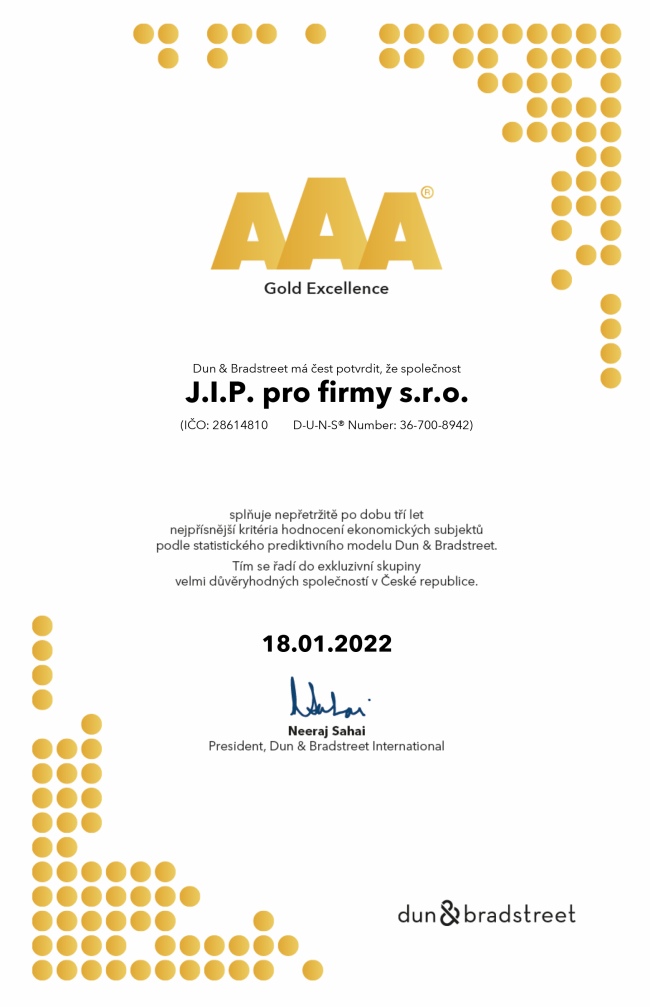 Certifikát AAA 